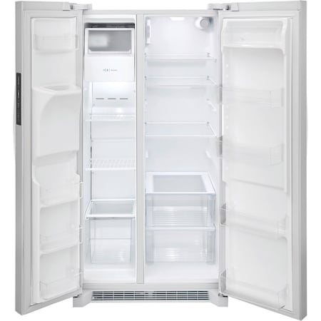 Frigidaire 25.6 Cu Ft Side by Side Auto-Defrost Refrigerator with LED Lighting and Door Alarm FRSS2623AW